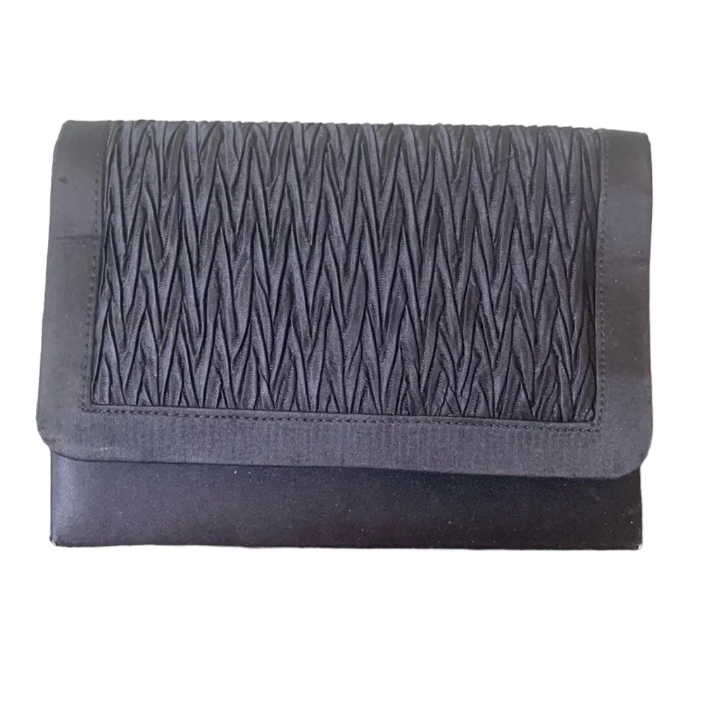 Chateaux Black Satin Evening Formal Clutch‎ Shoulder Purse